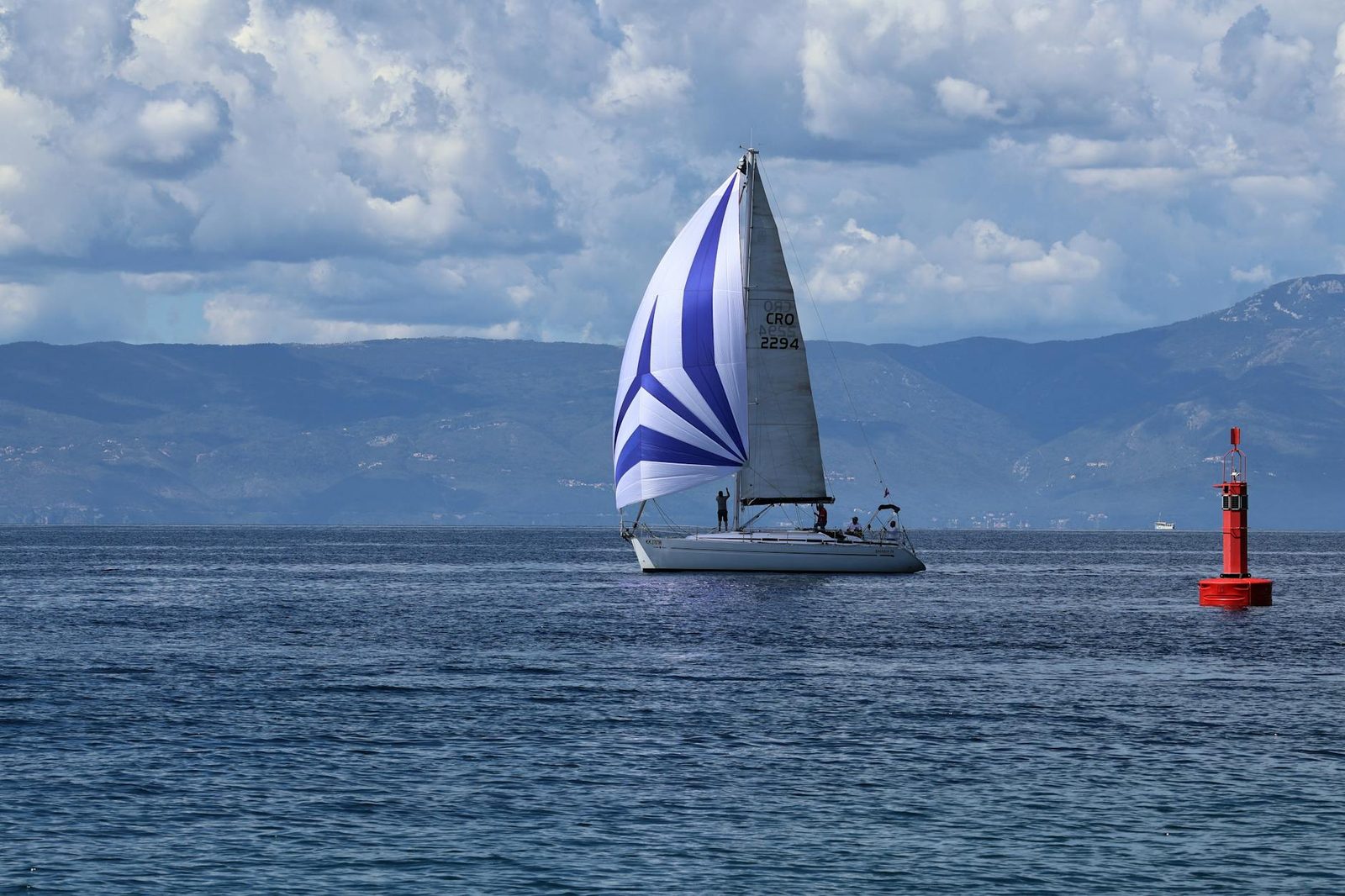 Yacht sailing on open sea